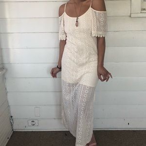 NWOT Crochet Cold Shoulder Boho Festival Maxi